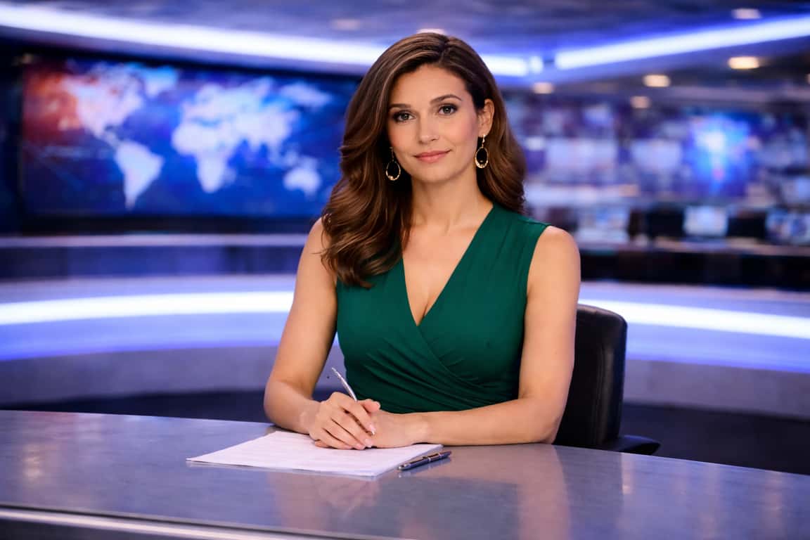 Happy Female News Anchor