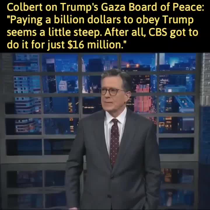Colbert on Trump’s Gaza Board of Peace – Yes he said this CBS Hahaha