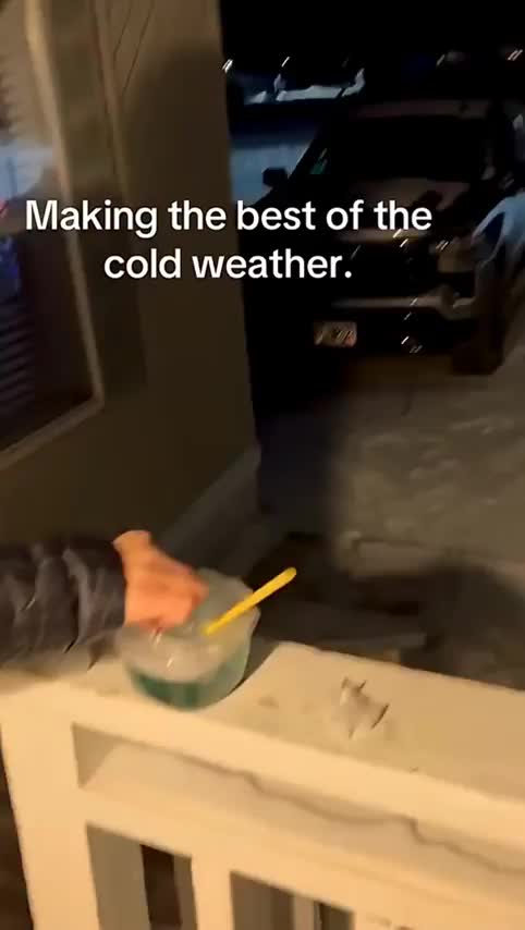 Blowing bubbles that freeze in mid-air