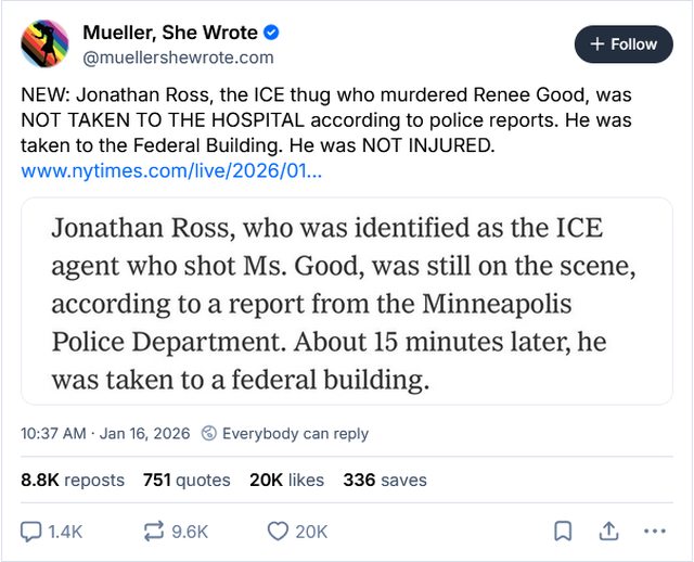 Jon Ross was NEVER taken to a hospital