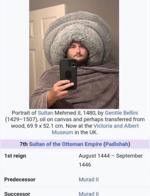 This guy had his picture up on Wikipedia as Sultan Mehmed II…