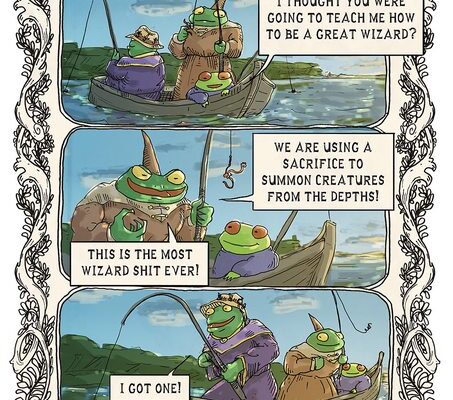Zazmoze and Amy. Frog wizard fishing