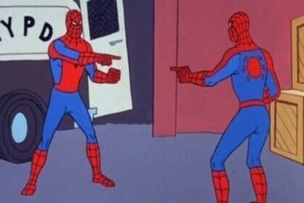 spiderman pointing at spiderman