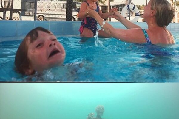 Mother Ignoring Kid Drowning In A Pool