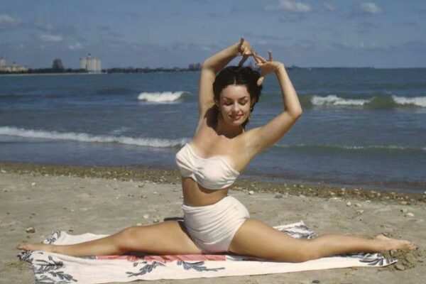 Kodachrome shot of a woman at a beach