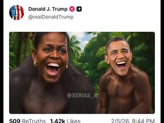 Trump Posted a Video of Barack and Michelle Obama as Monkeys
