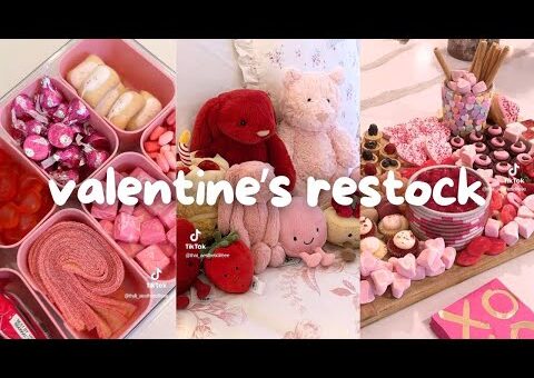 asmr pink valentine’s day restocks 💋🎀🧸 | satisfying & aesthetic tiktok compilation