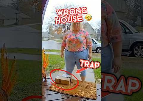Obese Porch Pirate gets Instant Karma… she chose the wrong house!