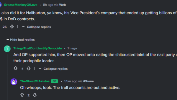 TheGhostOfAkistos is mocking the death/suicide of the user @Akistos, and is a virulent nazi who…