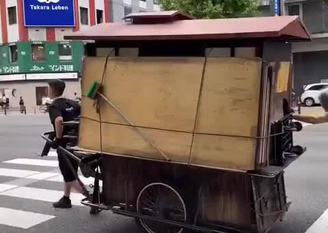 Setting up a food stall is n Fukuoka, Japan