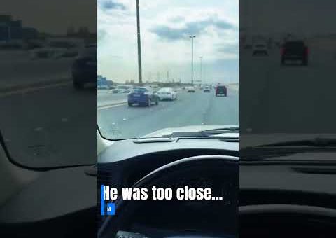 Aggressive Driver Hits a Stopped Car After Tailgating! 🚗💨#instantkarma