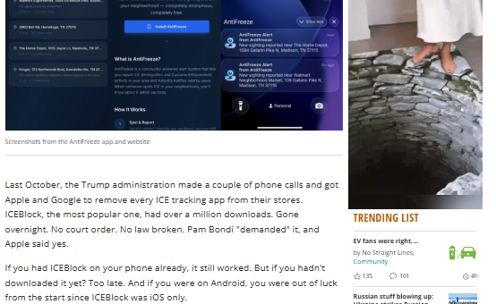 Please share: An ICE Tracking app that can’t get removed