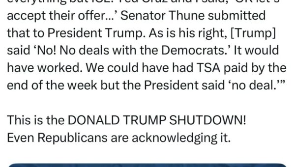 Even Kennedy and Cruz are blaming Trump for the TSA shut down
