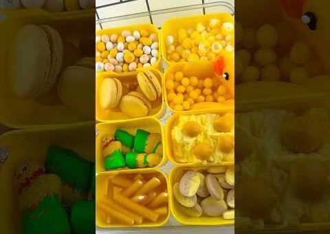 Packing School Lunch with 🍋 Yellow CANDY Food *Snackle Box* Satisfying Video ASMR! 🧽💛🍌🍭#asmr