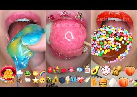 Satisfying ASMR Eating Emoji Food Compilation Mukbang