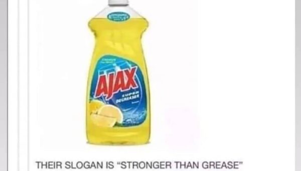 when a cleaning slogan has been hiding a greek mythology joke this whole time