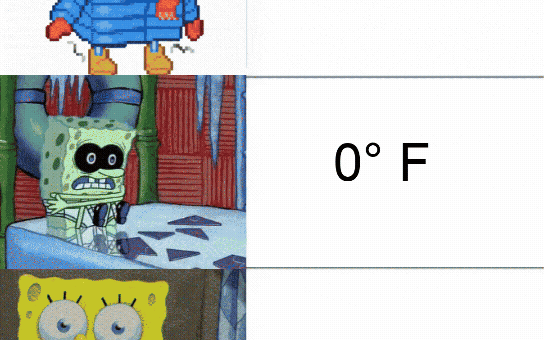 The temperature has dropped to 0