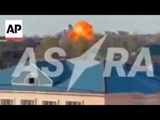 Ukrainian drone hitting a facility in Russia