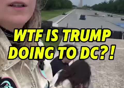 Alex Cascio (@alexandra.cascio): “Trump is destroying the historic reflecting pools in DC to install this…