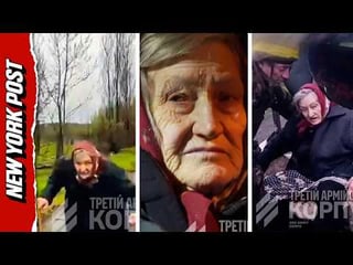 Hobbling Elderly Woman Escapes Russian Gunfire With Help of Ukraine Military Robot