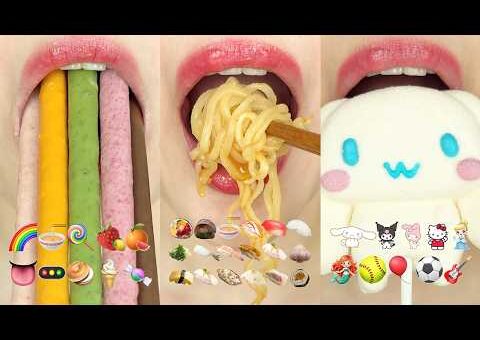asmr 10 MINUTES EMOJI FOOD COMPILATION (SATISFYING HAPPY RELAXING) 10분 이모지 먹방 모음 eating sounds