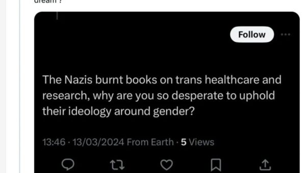 J K Rowling denies that Nazis burned books about trans healthcare