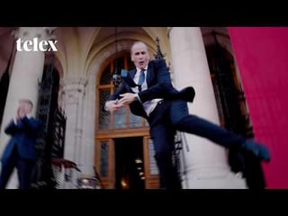 Hungarian politician Zsolt Hegedűs recreates his famous dance on the steps of Parliament