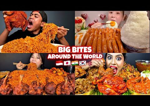 Mukbangers Around The World EXTREME BIG BITES | Satisfying ASMR MUKBANG compilation