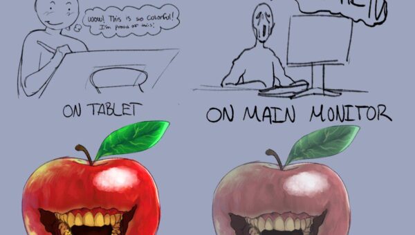 My tablet sees a masterpiece, my monitor sees a crime scene