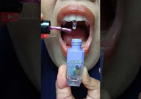 ASMR Anomaly Spijuniro Golubiro Purple Glitter Nail Polish into Liquid Candy #short #shorts 1481