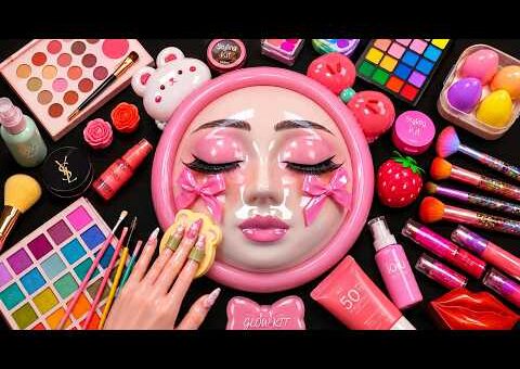 Satisfying Video How I Do Watermelon Skincare Makeup | Blending Cream & Foundation Relaxing ASMR