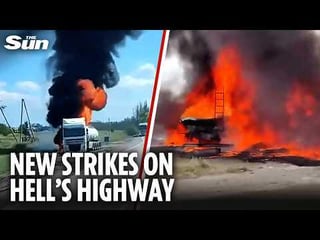 Ukraine strikes leave ‘Hell’s Highway’ littered with burning wrecks as Putin loses grip on key…