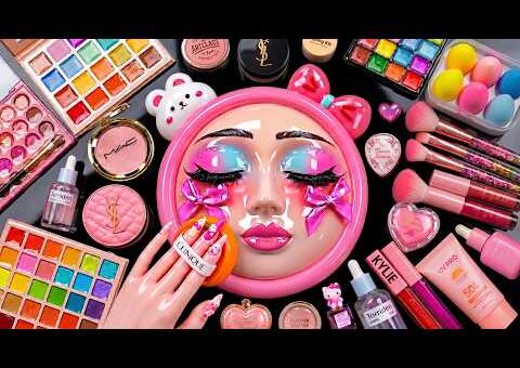 Satisfying Video How I Do Watermelon Base Makeup | Mask, Cream & Foundation Blending Relaxing ASMR