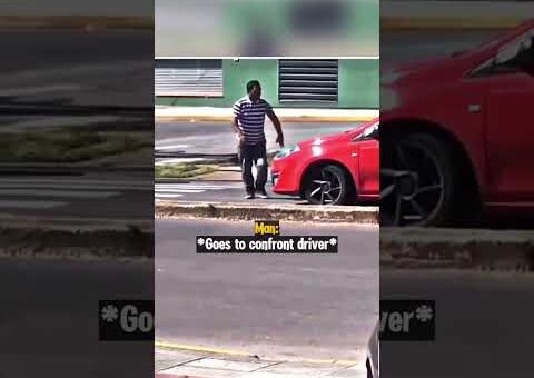 Man Blocking Road Gets Instant Karma