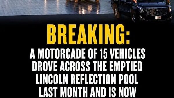 Fact Check: Trump’s motorcade drove through newly painted reflecting pool in May 2026