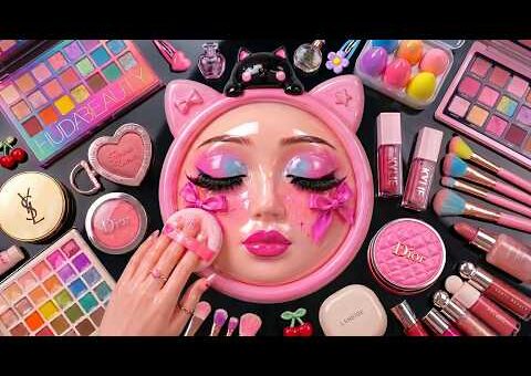 Satisfying Video How I Do Watermelon Beauty Makeup | Blending Cream & Foundation Sleep ASMR Relaxing