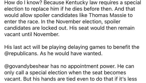 Betting markets on him resigning have plummeted, because you can’t resign when you’re dead