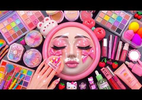 Satisfying Video How I Do Watermelon Beauty Base Makeup | Face Mask Cream & Foundation Relaxing ASMR