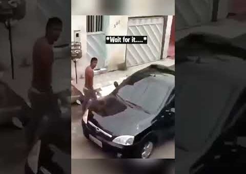 Man Blocking Road Gets Instant Karma