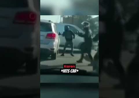 Karen Gets Karma From Driver For Hitting Car #shorts