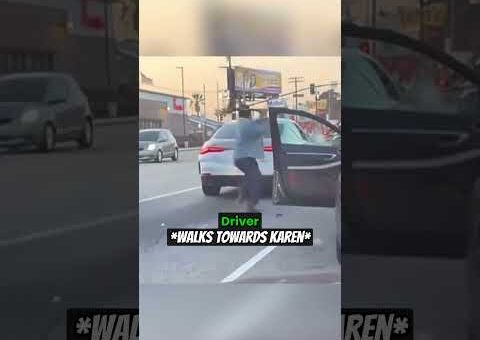 Karen Gets Instant Karma For Throwing Rock At Car #shorts