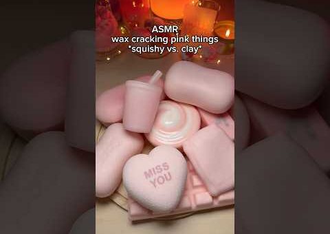 pink themed items wax cracking asmr🎀 #asmr #squishy #clay #asmrforsleep