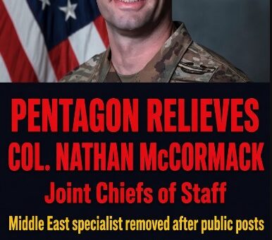 The Pentagon has officially relieved Colonel Nathan McCormack of his duties with the Joint Chiefs…