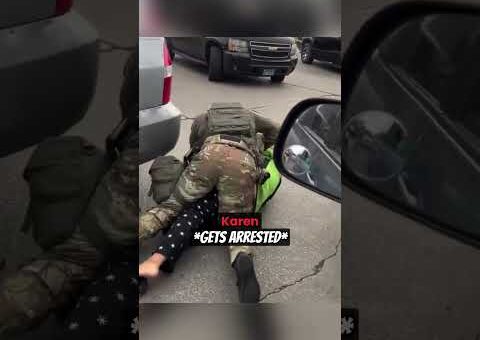 Karen Gets Instant Karma From Police After Trying To Close Door On Them #shorts