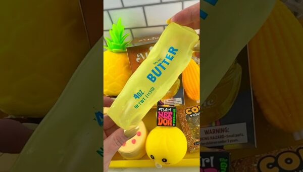 YELLOW Viral Nee Doh, Fidgets & Squishies Collection Satisfying Video ASMR! 💛🧈 #shorts #asmr