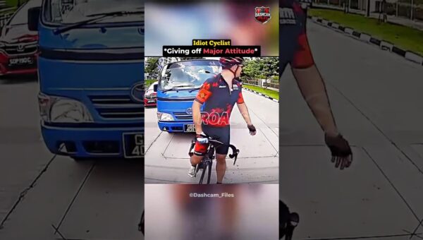 Instant Karma- Cyclist Gets Humbled Real Quick🤡💀☠️