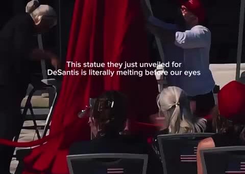 New Ron DeSantis gallium statue unveiled in Tallahassee is melting in the sun – Uncommon…